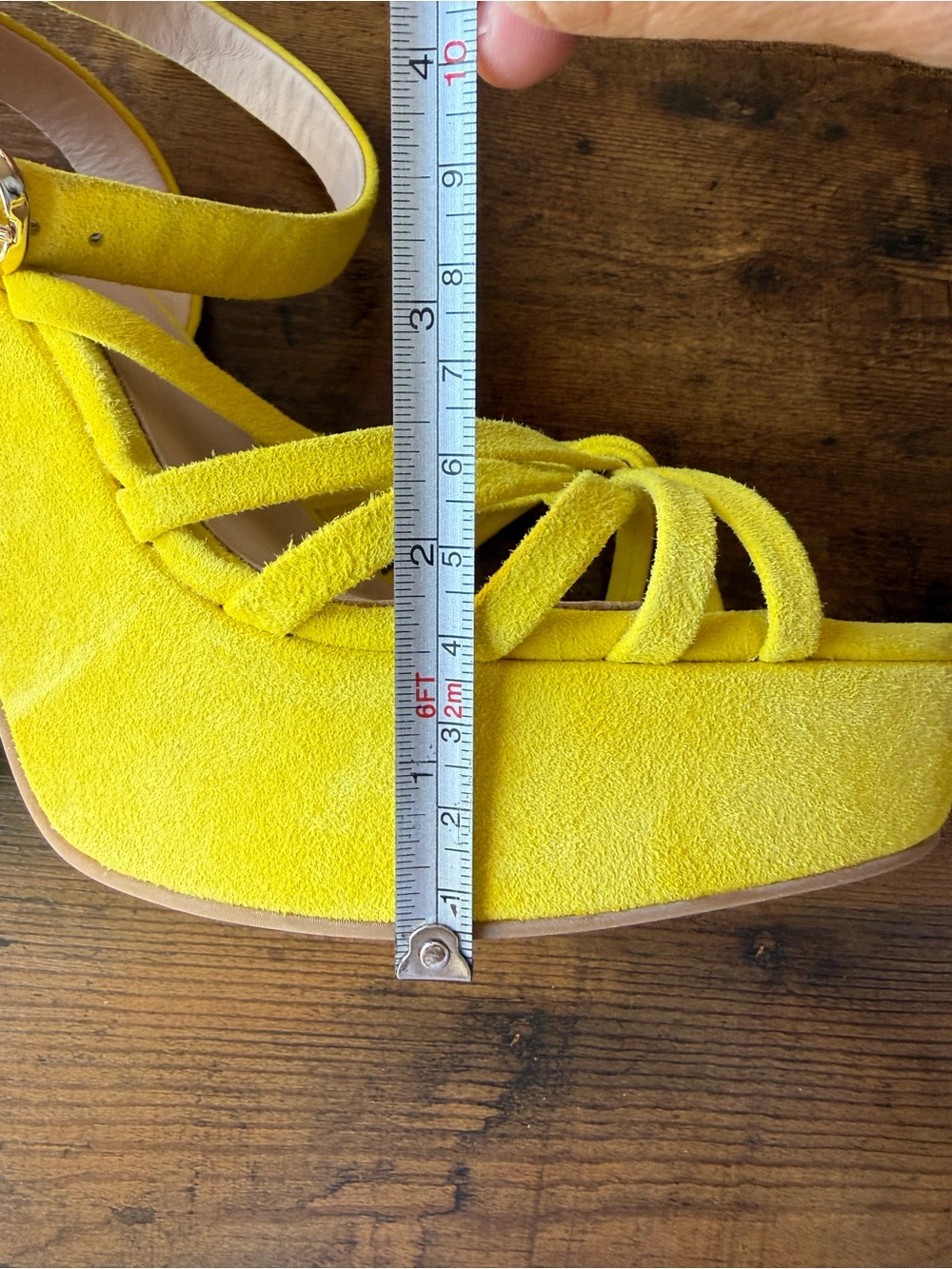 Kate Spade New York Glenn sandals canary yellow suede Chunky Platform Women’s 8 - Picture 10 of 11